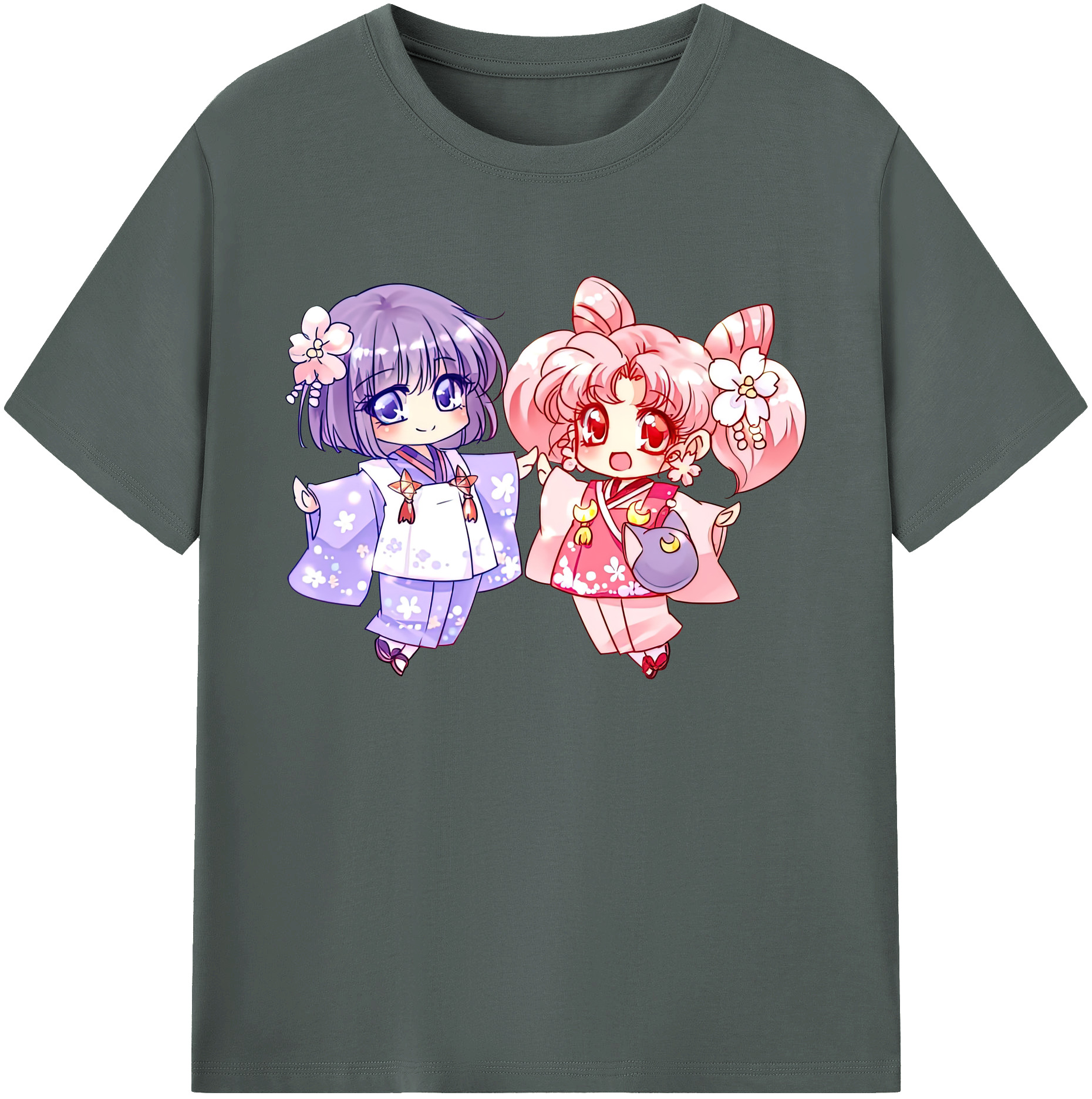 （画像用） 美少女戦士セーラームーン ちびうさ Sailor Moon Chibiusa Tsukino Usagi Small Lady Serenity 綿100％ メンズ半袖Tシャツ｜肌触りやわらか＆通気性
